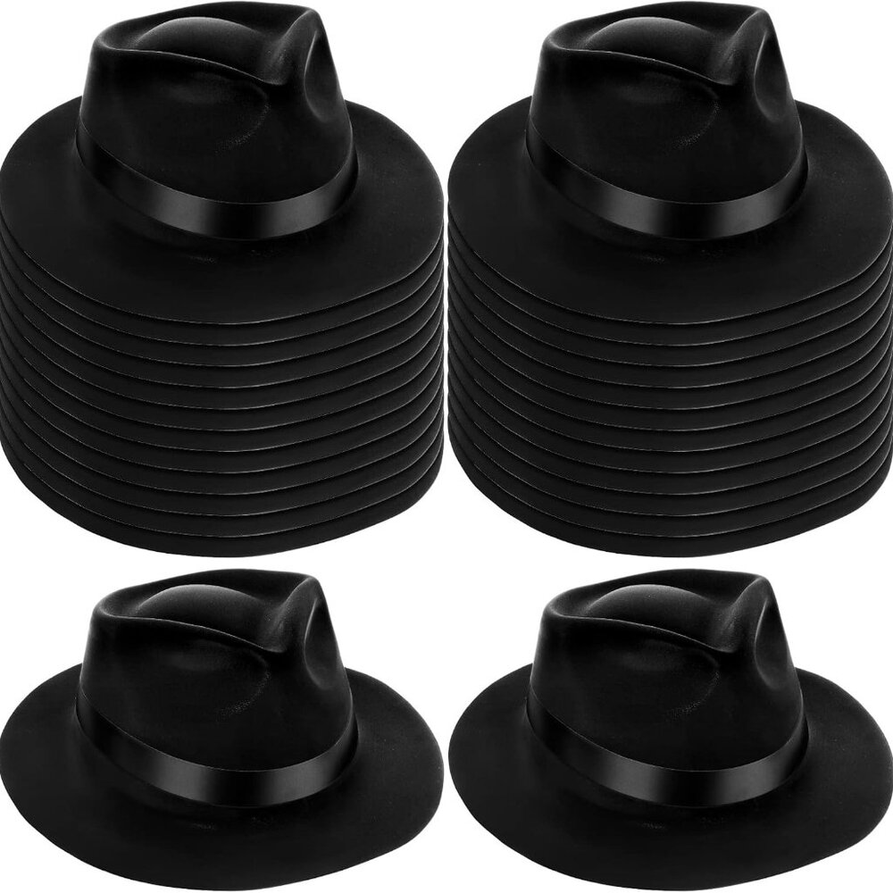 24 Pcs Gangster Hat, Plastic Gentlemen Hats, Gangster Costume Hats for Adults 19